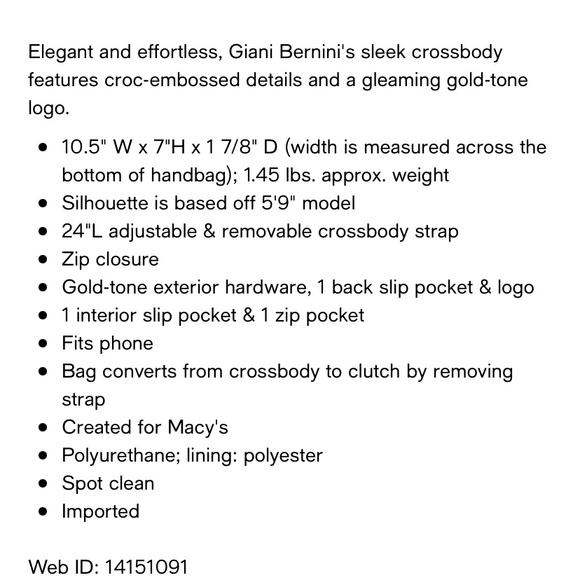 Giani Bernini Pink Crocodile Faux Leather Crossbody Bag - Picture 16 of 17